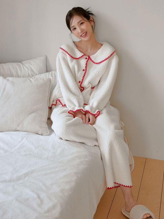 여성 캐롤 양털 수면 투피스 잠옷