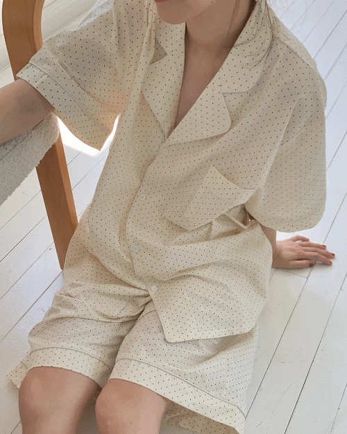 [unisex] 데이아 면 오버핏 반팔 파자마 set