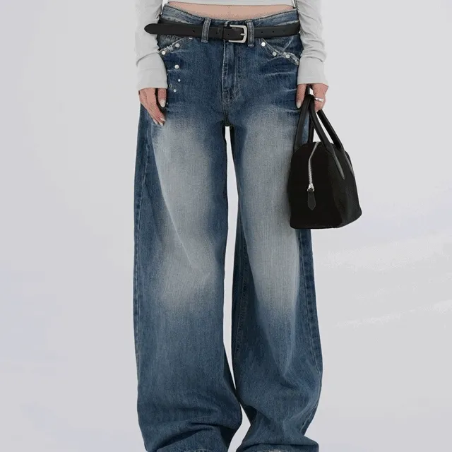 [OOTJ] 니아 빈티지 스터드 루즈 데님 팬츠 청바지