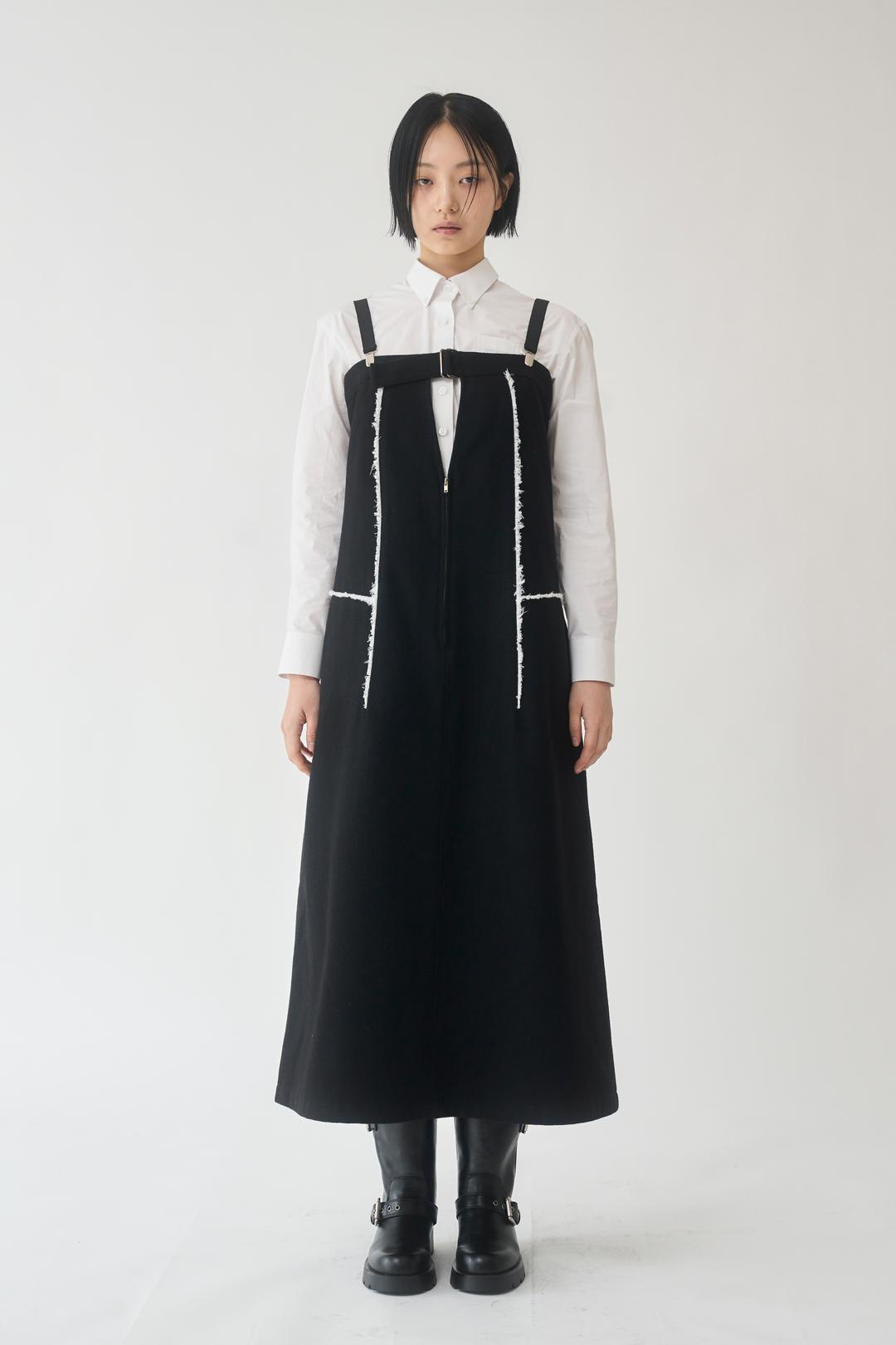WOOL DAMAGE SUSPENDER DRESS