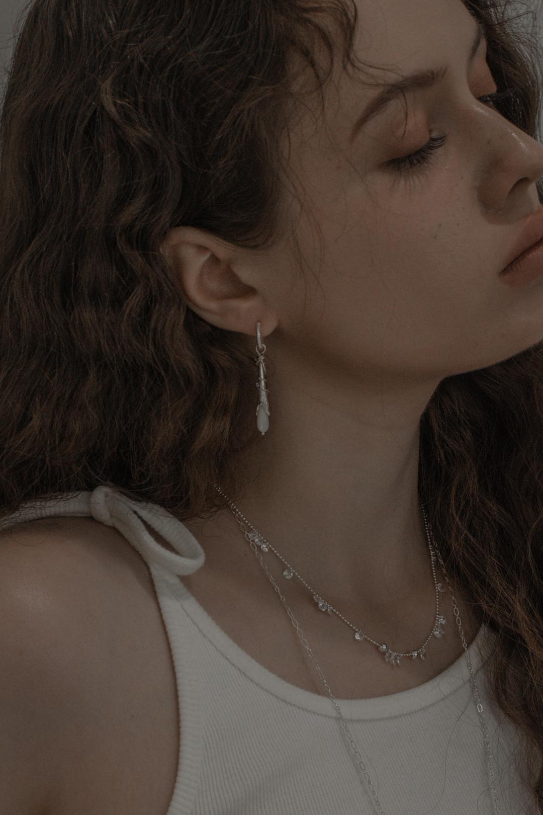 Rope drop earrings - Silver ver.