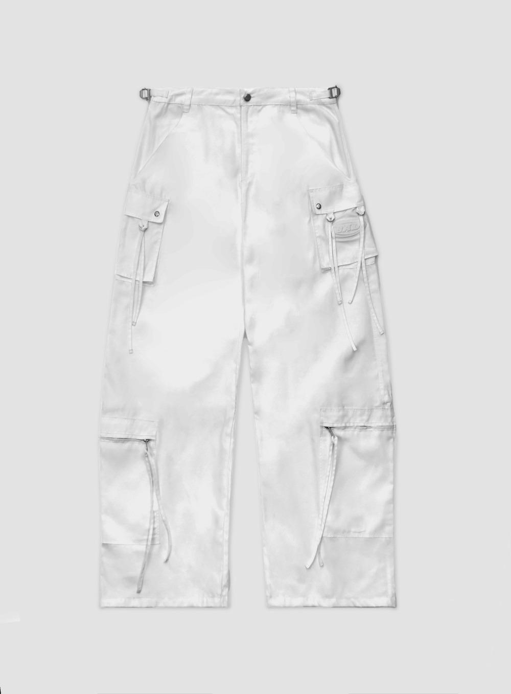 [w-pts25-011] Squad Nylon Curved Cargo Pants - White