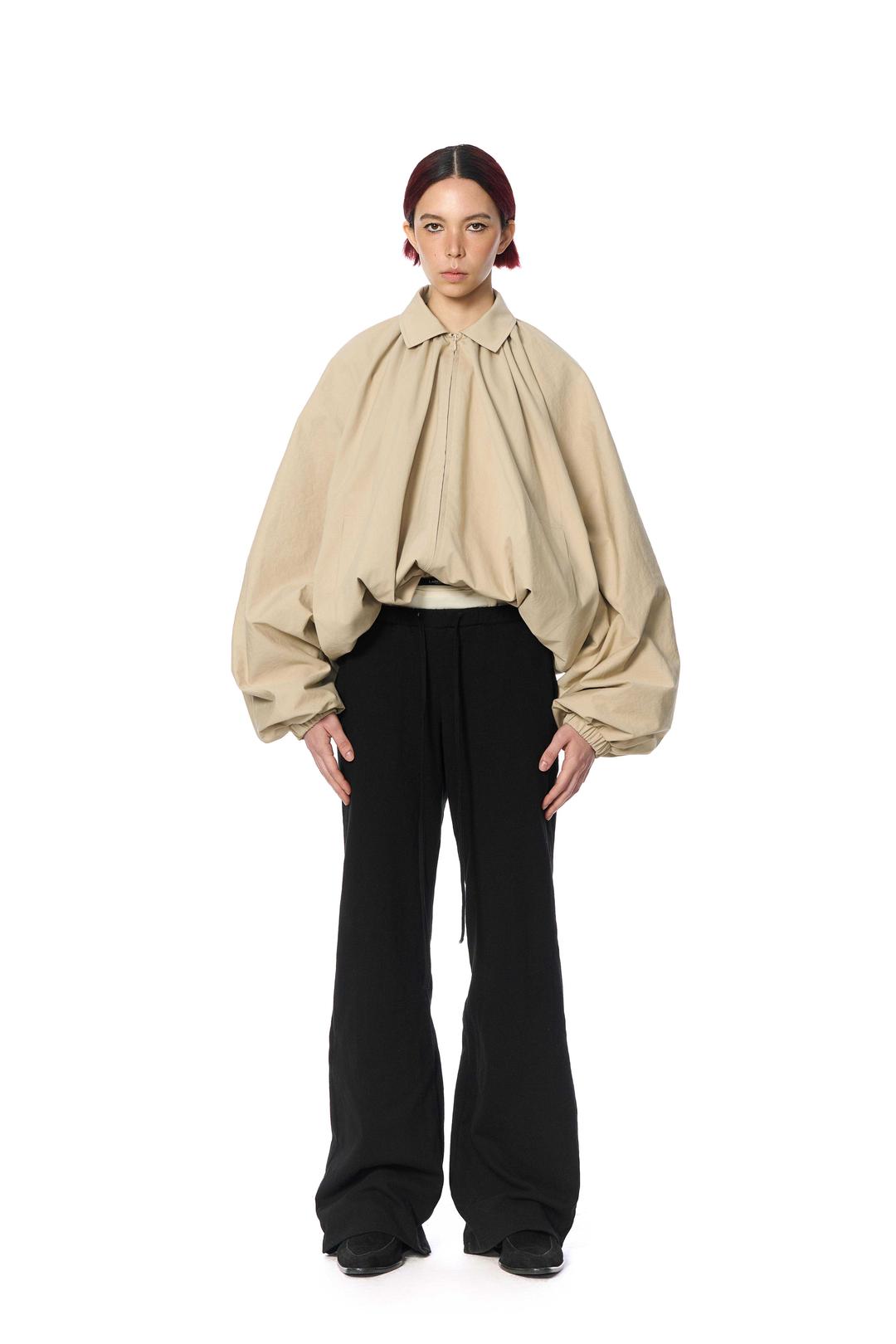 BEIGE SHIRRED VOLUME JACKET