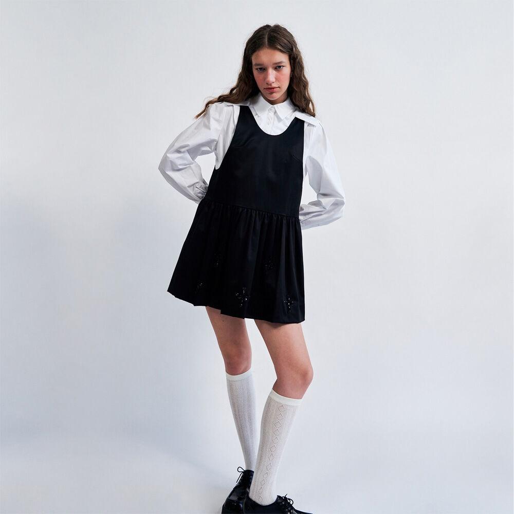 Beading Point Bubble Hem-Dress Black WBCSOP004BK