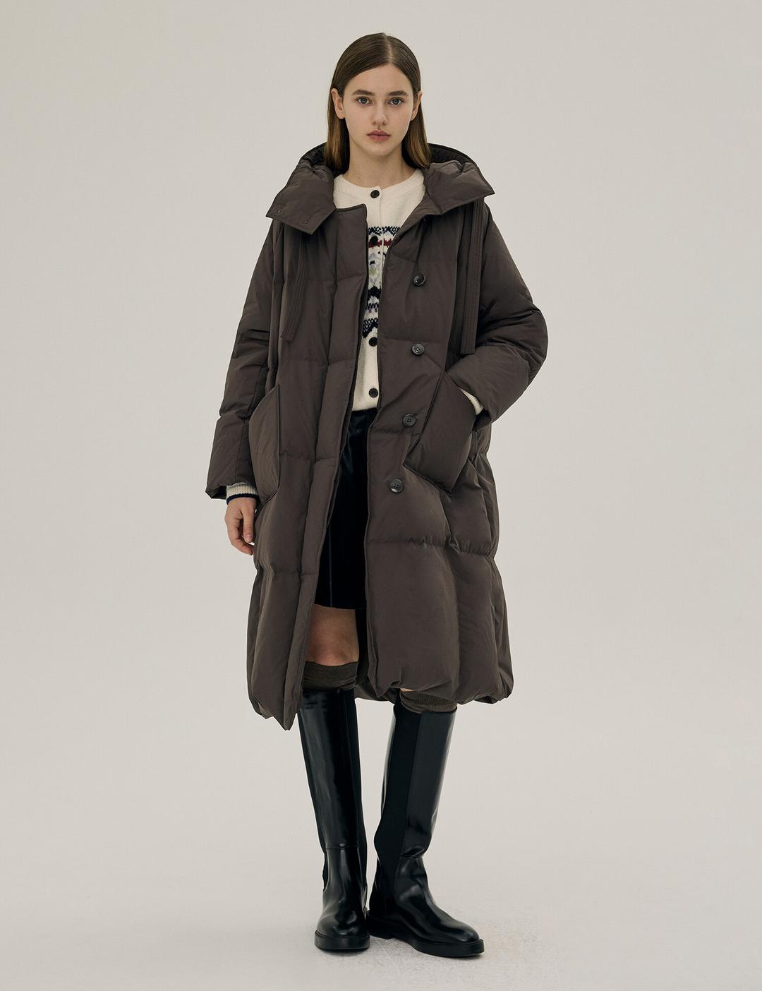 아웃포켓 후드 다운