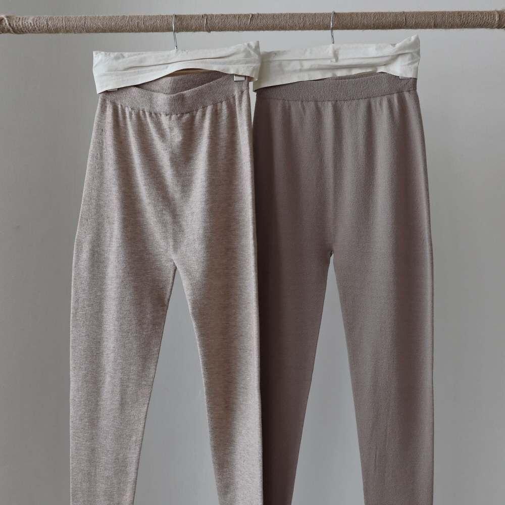 Cashwool span holgament basic knit leggings  -5color