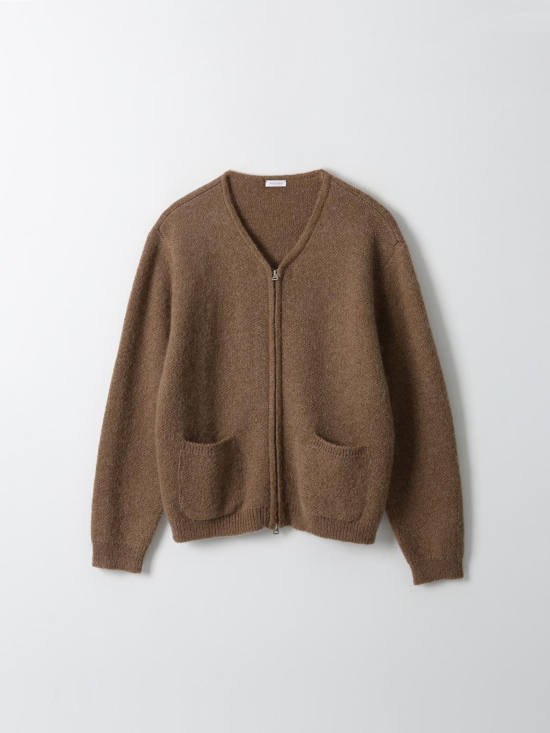 Kid Mohair Zip Cardigan (Camel)