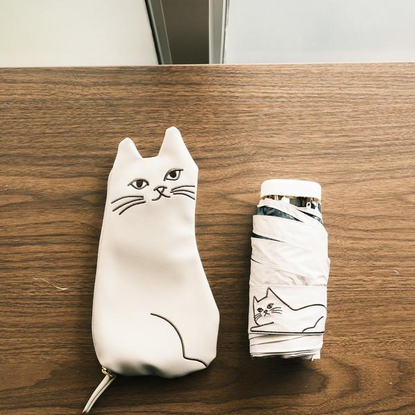 햇빛과 비를 막아줘! 베이지 고양이 양우산