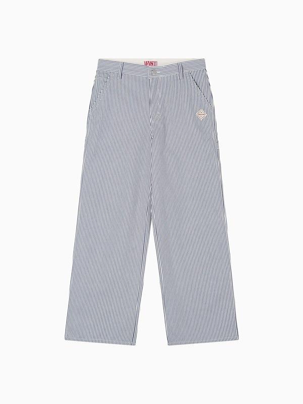 Navy Stripe Cotton Wide Pants_Navy
