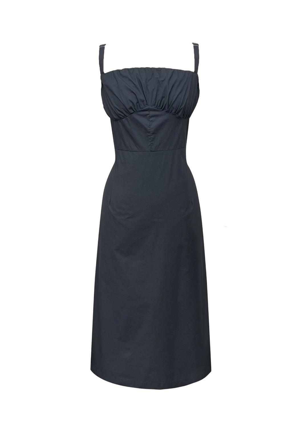 Triple ribbon dress(Charcoal)