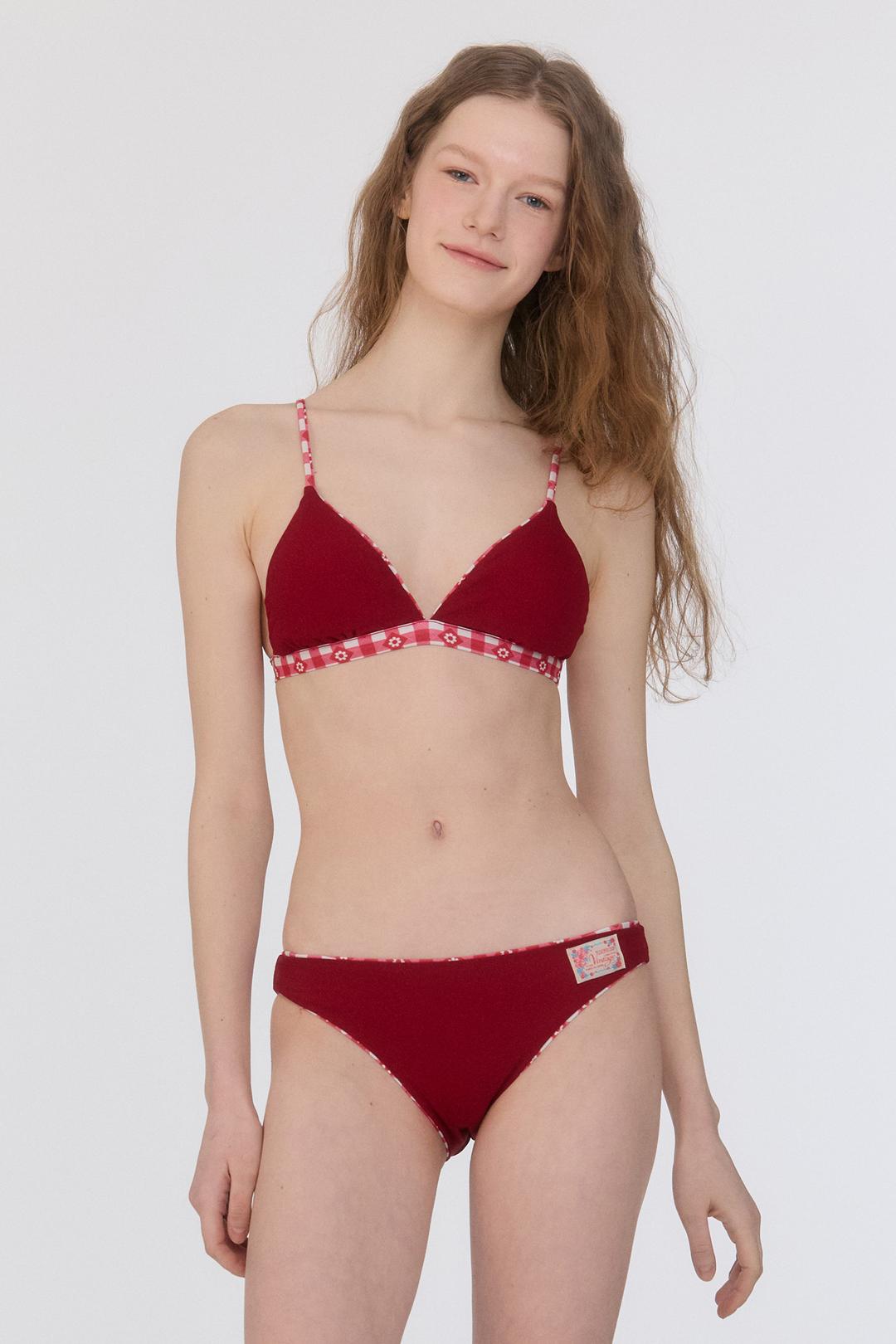 클래식 리버시블 비키니 바텀 [깅엄 코티지 레드]