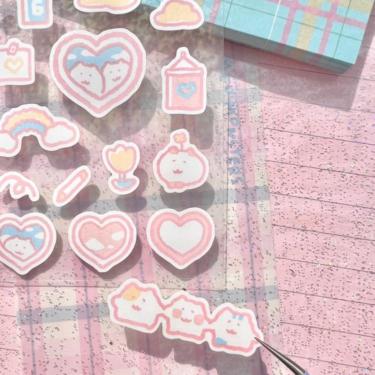 냥냥몬스터즈 분홍색 하루 씰스티커