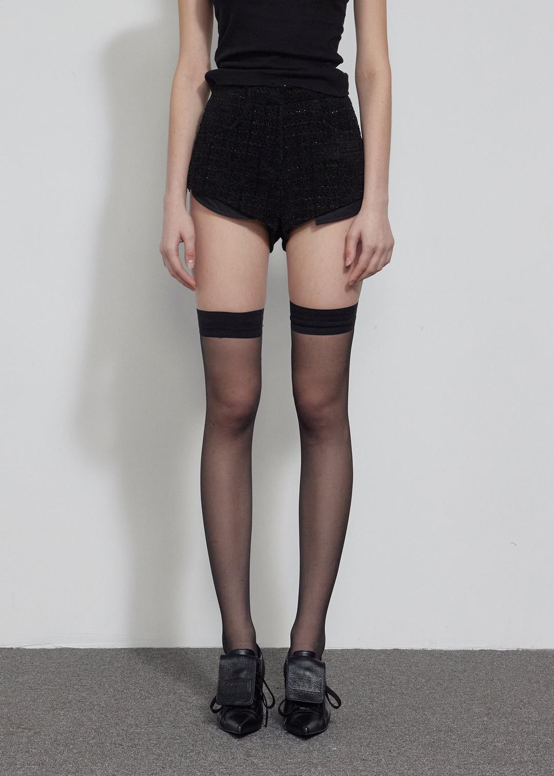 ROUGH-CUT SHORTS, TWEED BLACK
