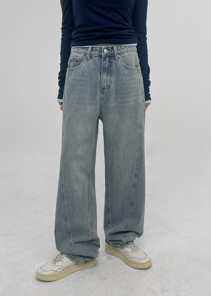 블랙업 [6천장판매] [MADE] 페스컬 절개 와이드 데님팬츠