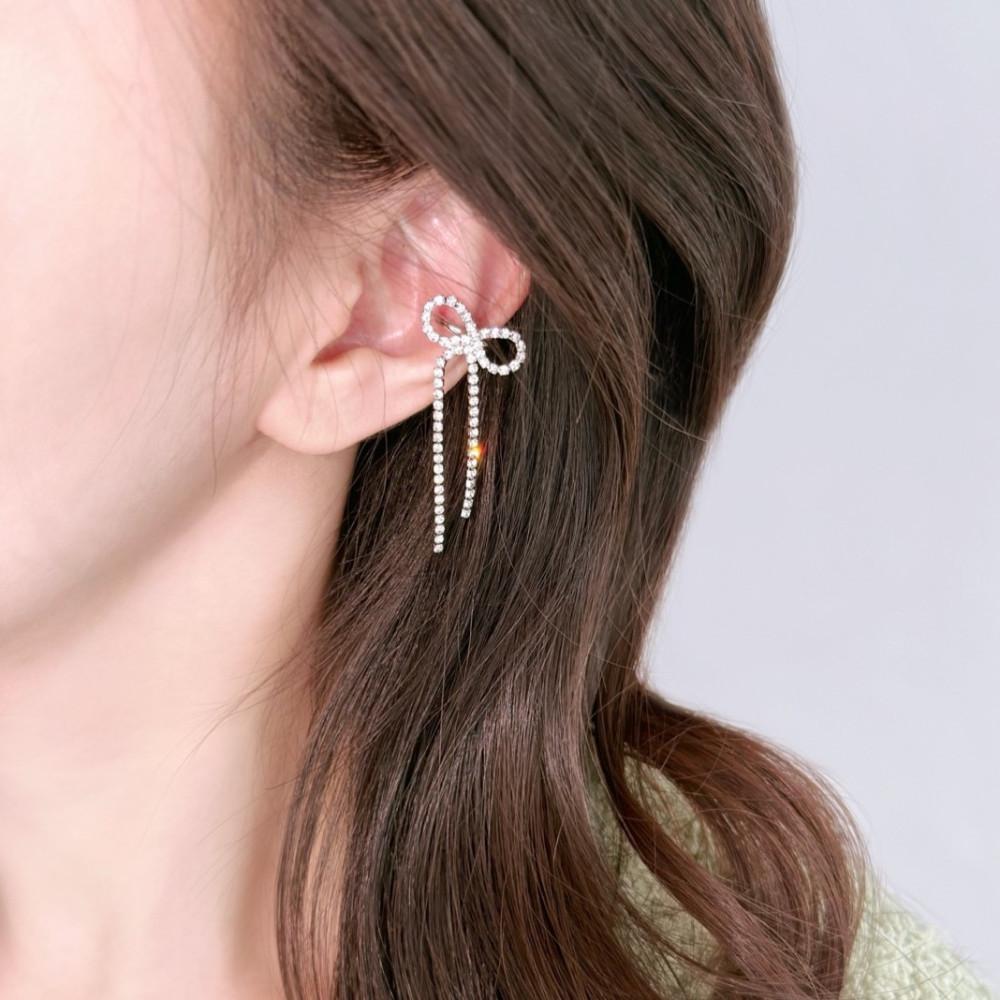 [데이엔더] 로망스 리본 이어커프 귀안뚫는 화려한 큐빅 귀찌 4컬러