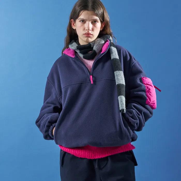 M.C UNISEX, Half Zip-up Fleece / Navy