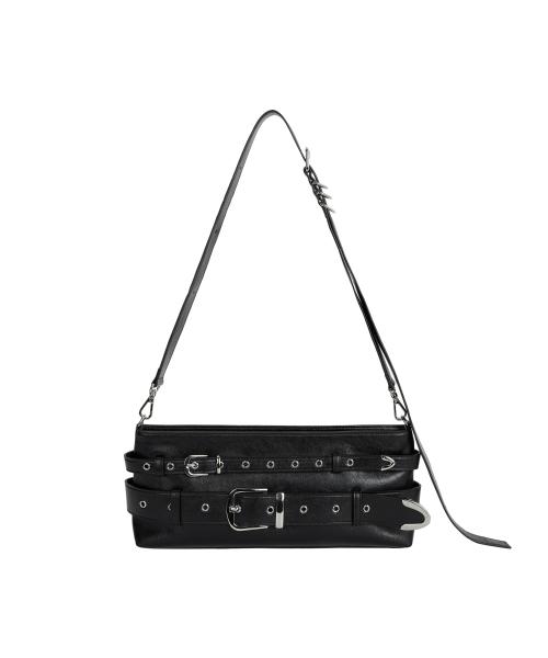 Multi Belted Shoulder Bag [ Black ]