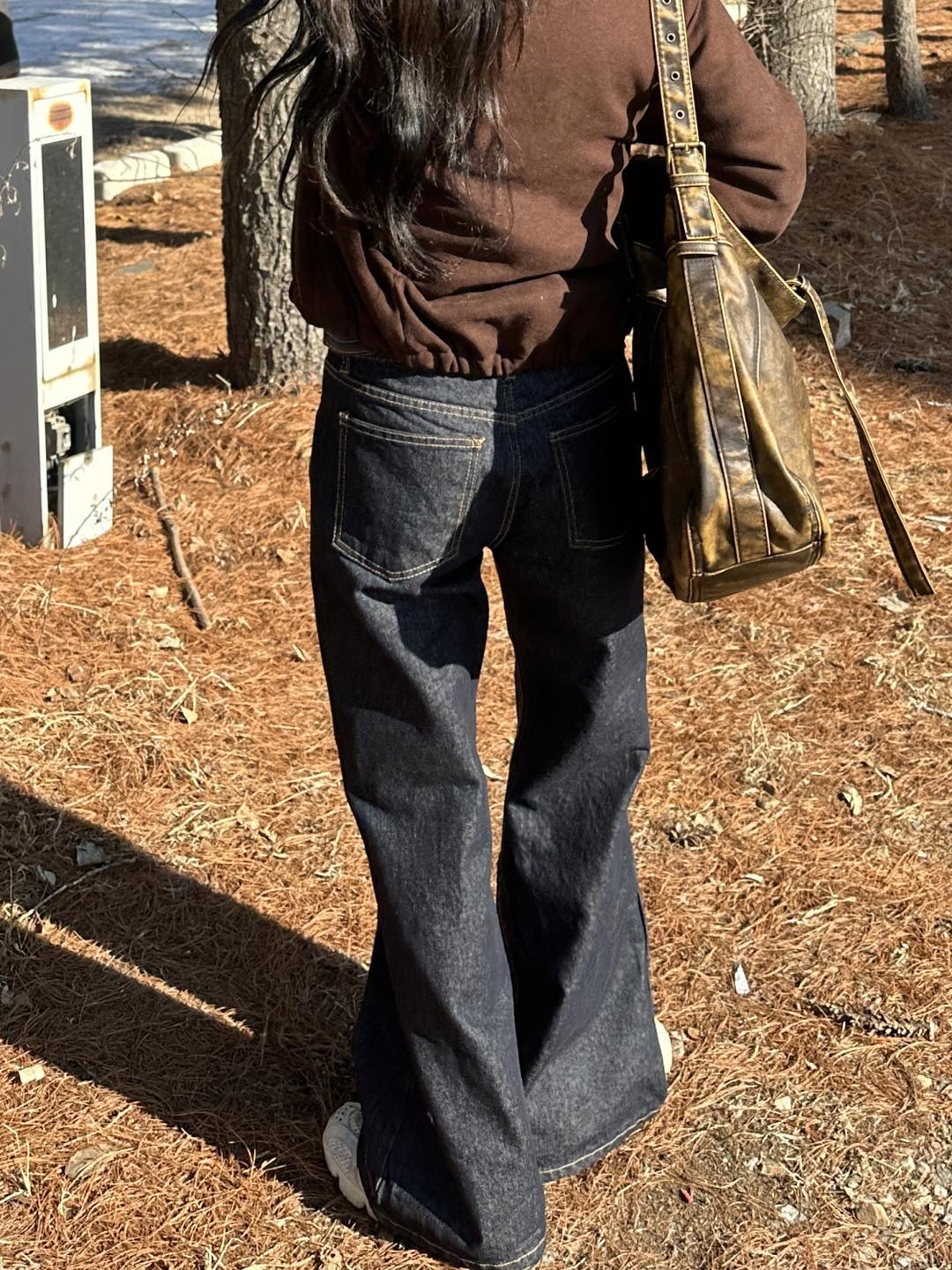 신시 로우라이즈 논페이드 생지 부츠컷팬츠