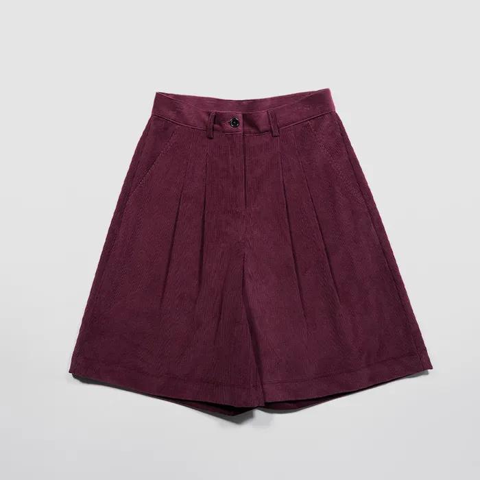 CORDUROY CULOTTE PANTS - BURGUNDY