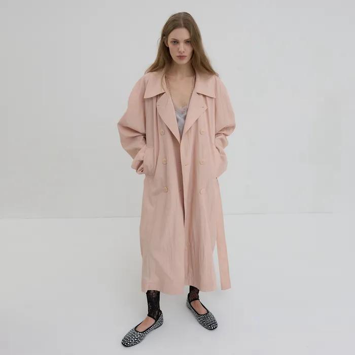 SIGNATURE OVERSIZED TRENCH COAT_PEACH