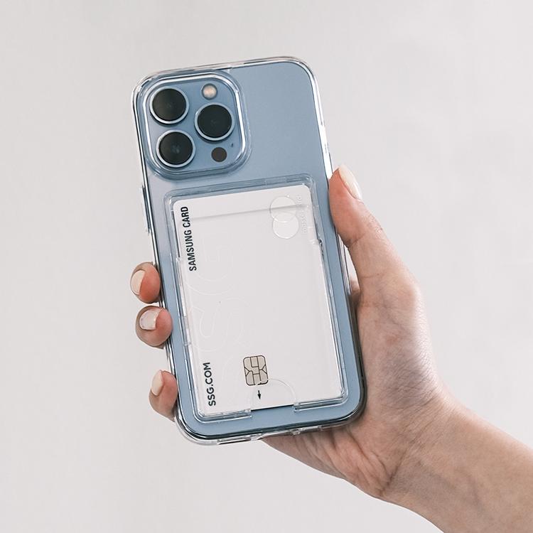 끼움 아이폰 13 12 11 변색없는 크리스탈 카드 2장 수납 에어터널 케이스