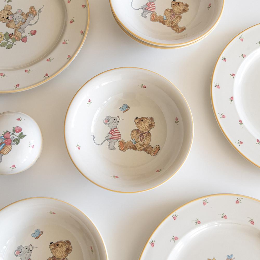 [빈티지] 미카사 테디 시리얼볼 요거트볼 플레이트 접시 / MIKASA, Teddy