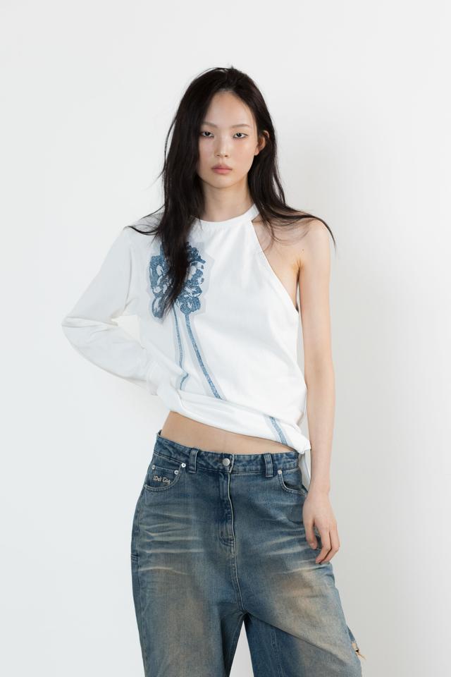FLOWER UNBALANCE TOP WHITE