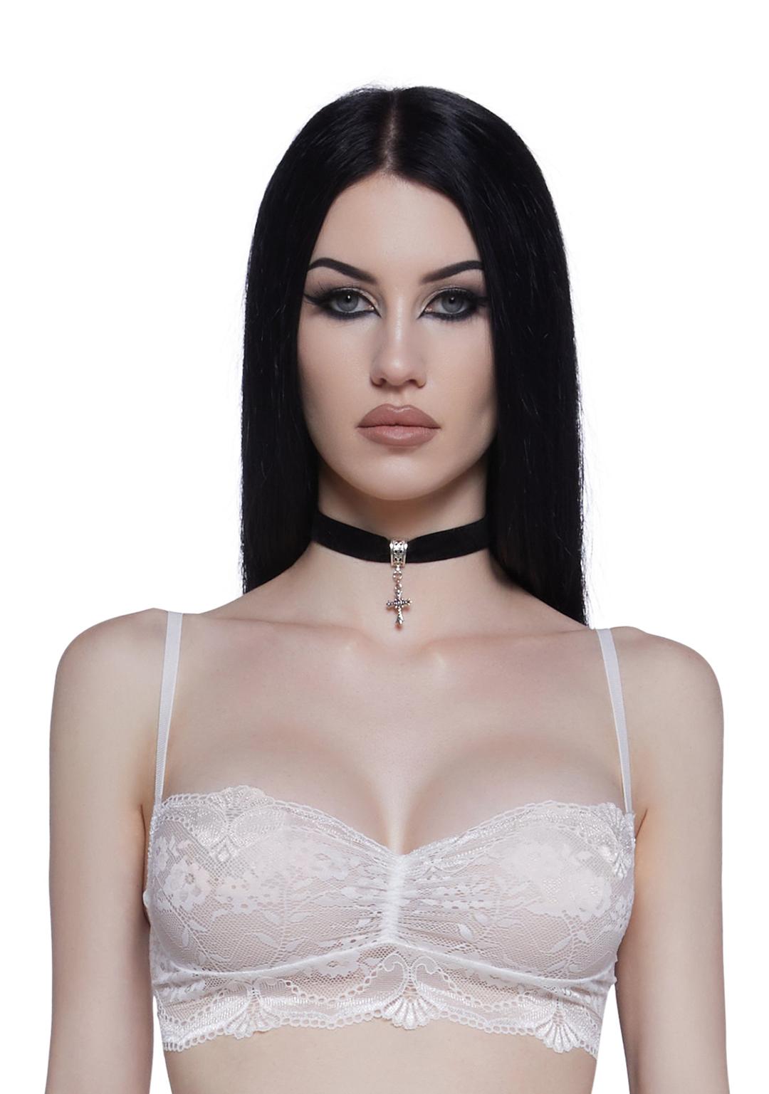 Hidden Secrets Lace Bralette - White - WHITE / XX-Small