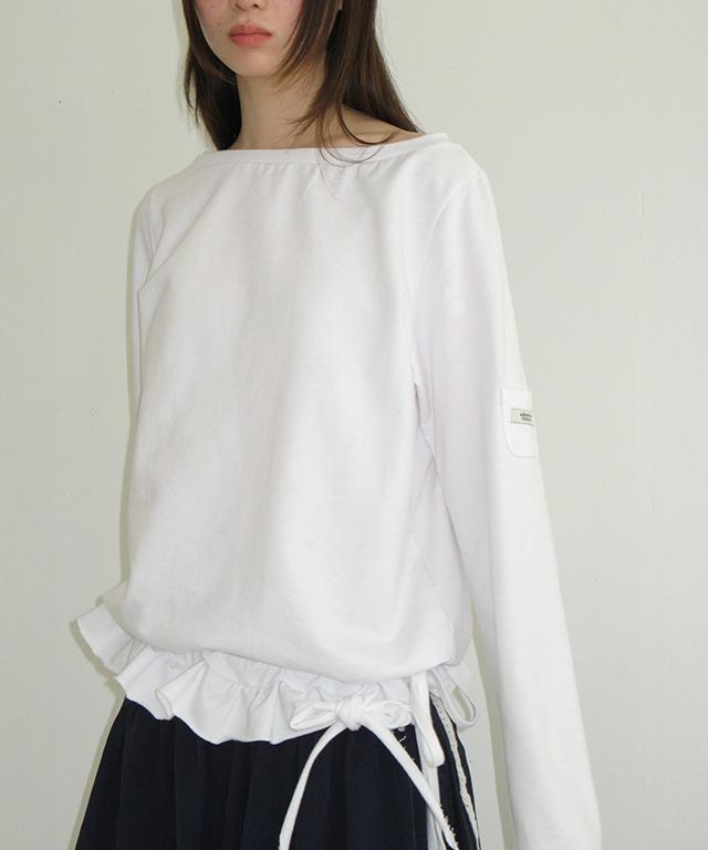 [10/17 순차배송] OFF SHOULDER SHIRRING LONG SLEEVE WHITE