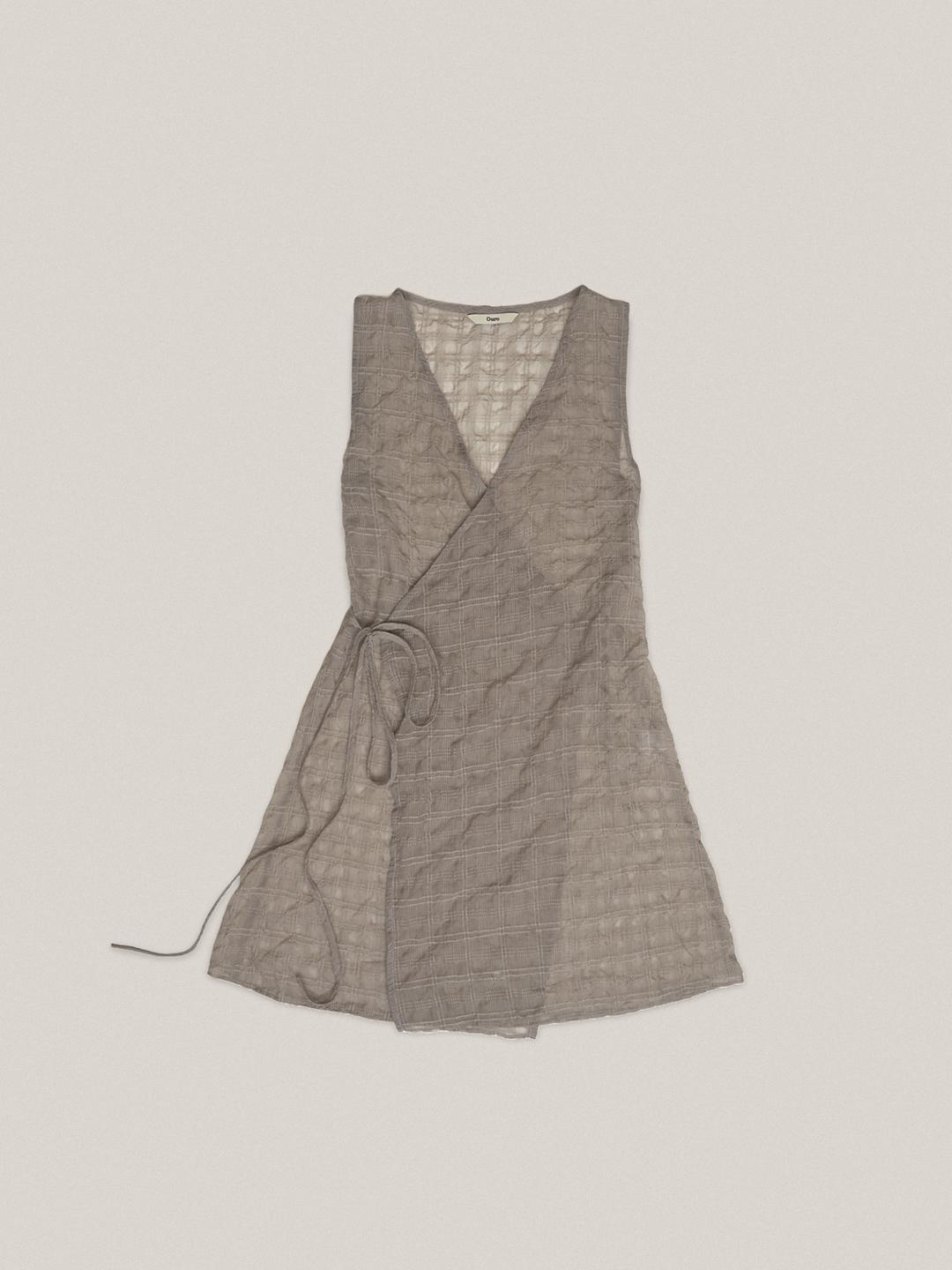 CHIFFON CHECK DRESS [ ASH BROWN ]
