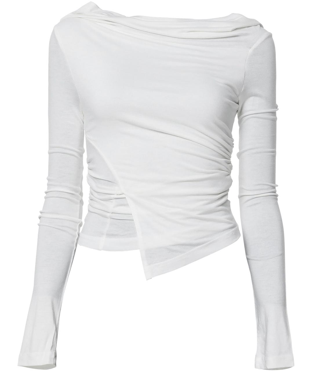 Layered Draped One-Shoulder Long Sleeve (FL-184_White)