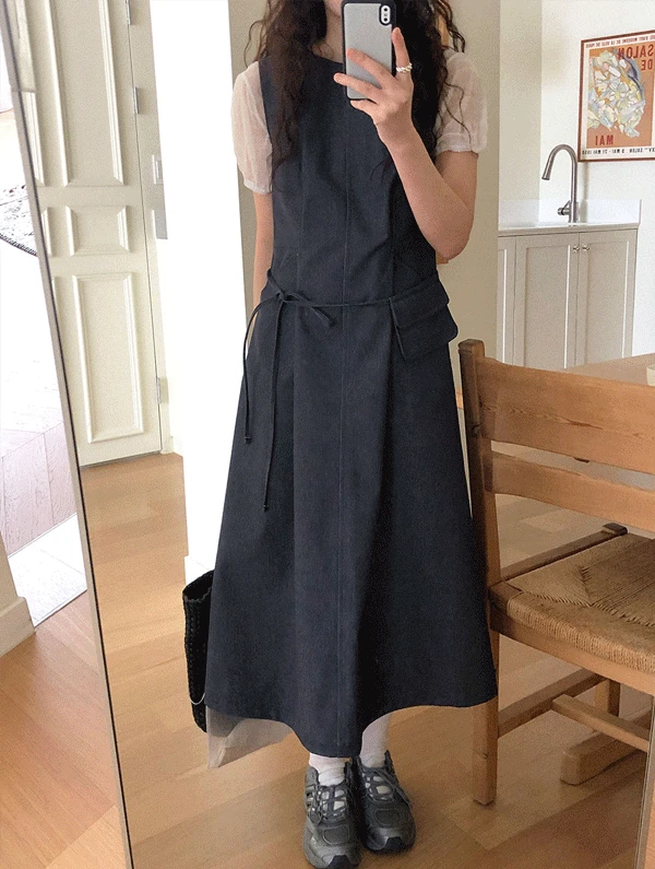 키튼 데님벨트롱원피스 (논페이드) (단독주문만 당일 출고 가능!)