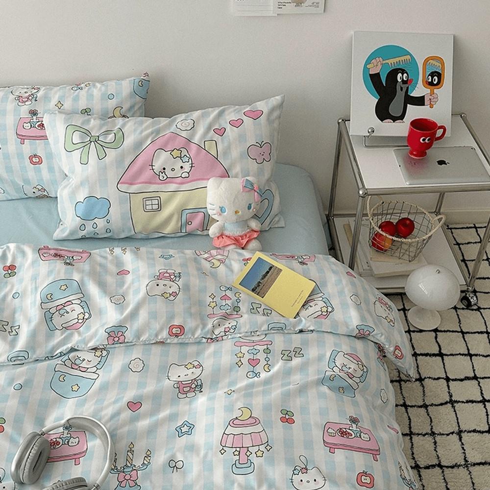귀여운 캐릭터 순면 침구 커버 세트 싱글 더블 퀸 베딩커버세트