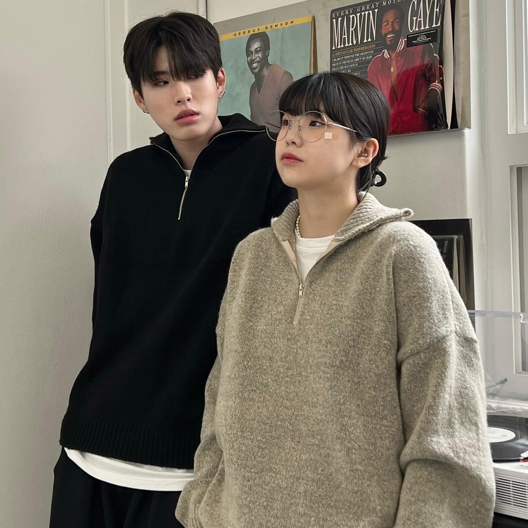 LUCE 오슬로 반집업 니트 (재입고)