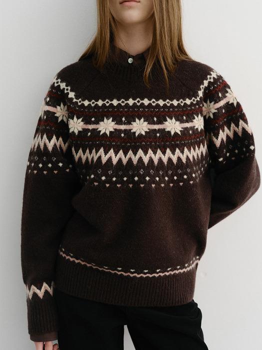 [단독]UNISEX FAIRISLE SWEATER DEEP BROWN_UDSW5D136W3