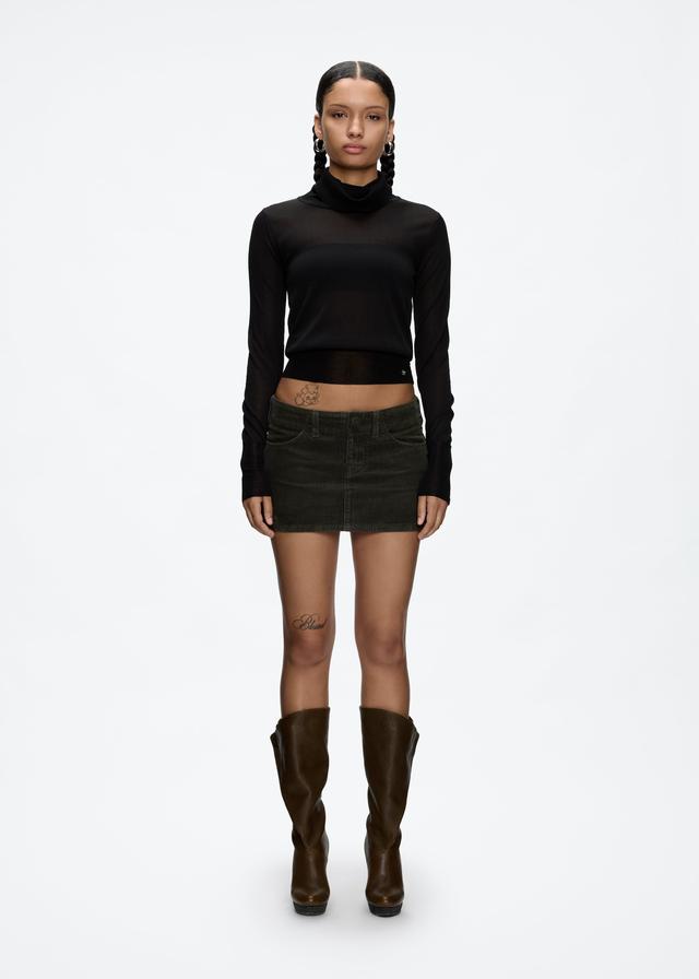 Corduroy Mini Skirt in Dark Grey - Tank Air