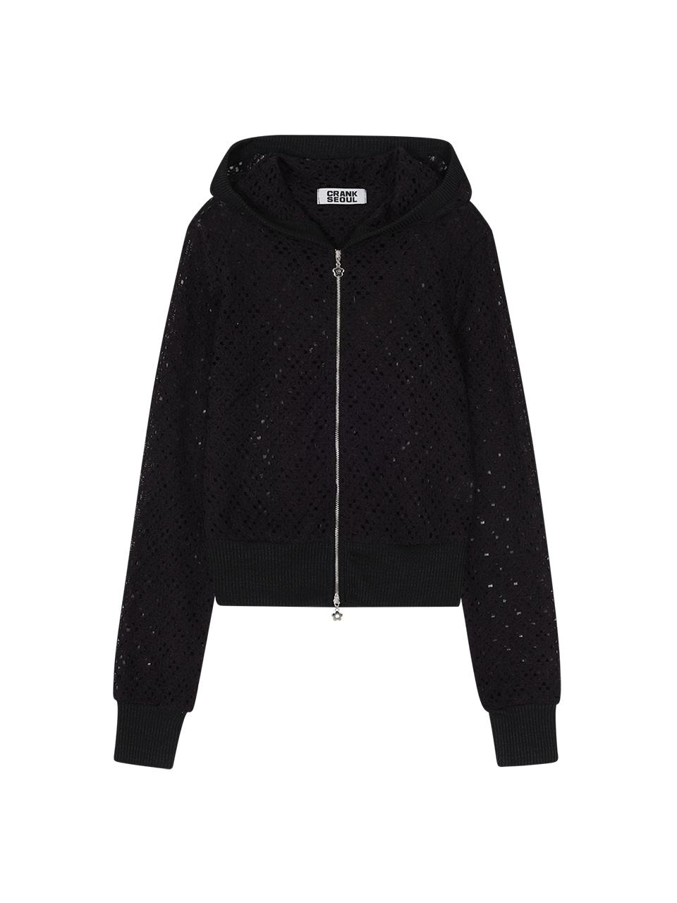 PUNCHING KNIT HOODIE_BLACK