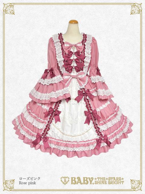 Elegant Rococo one piece dress - Rose Pink
