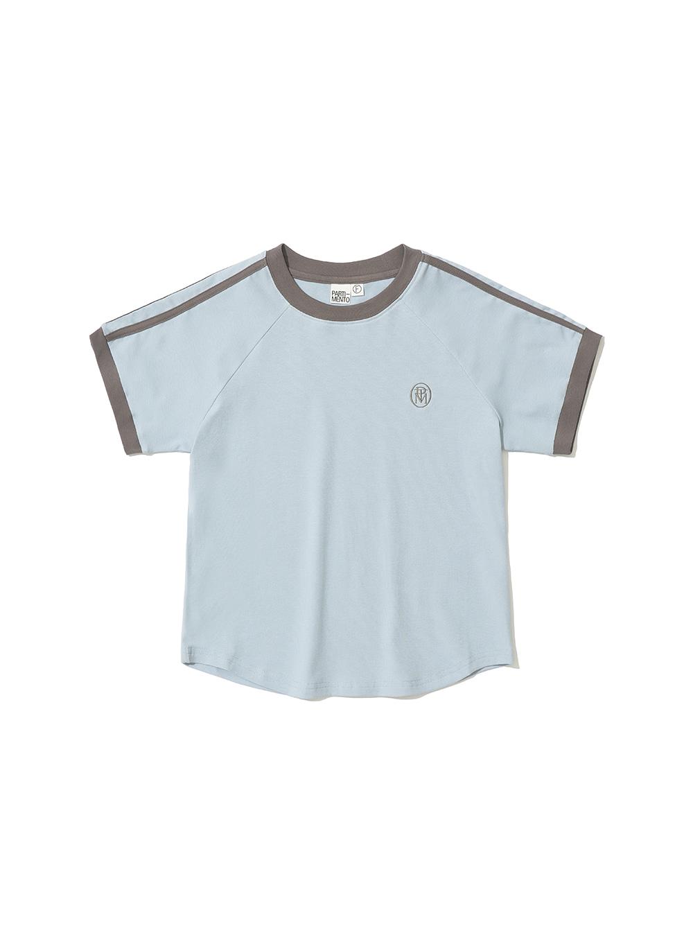 [WOMEN] COLLEGE STRIPE RINGER TEE_SKY