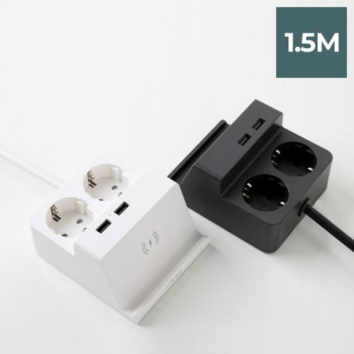 라이프썸 무선충전 USB 멀티탭 2구 1.5M (LFS-HA22) 2종