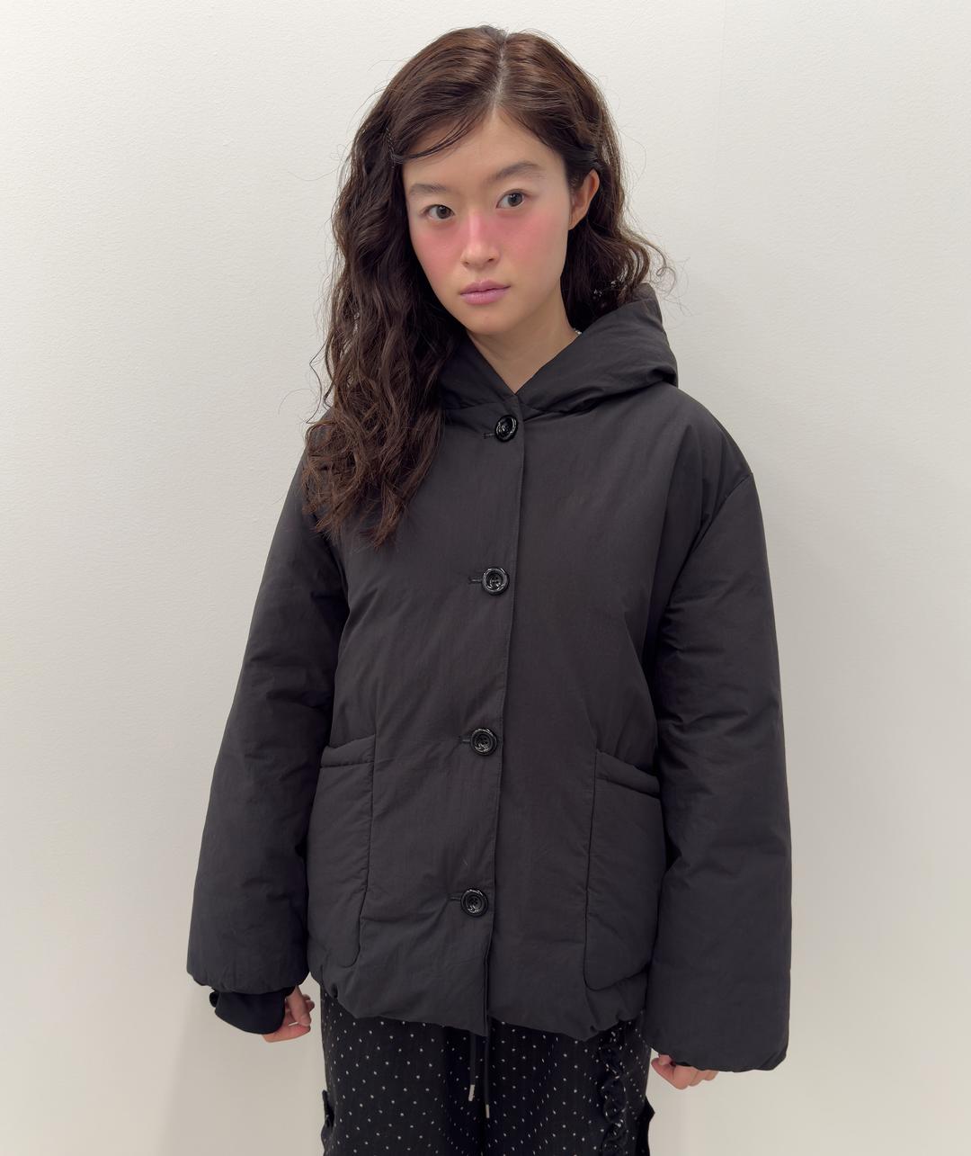 Cotton Hooded Puffer Jacket [Black]