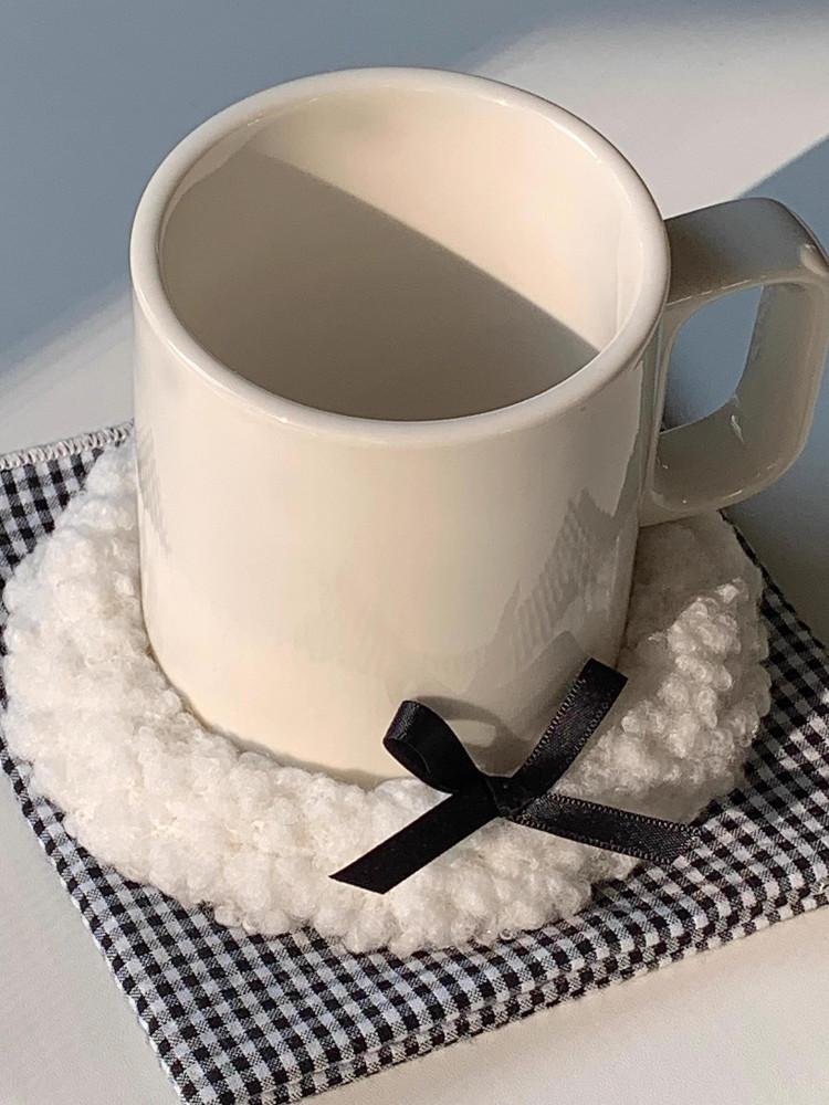 수심 Ribbon Cup Holder 리본 컵받침 향수 화이트 티코스터 홀더 세트