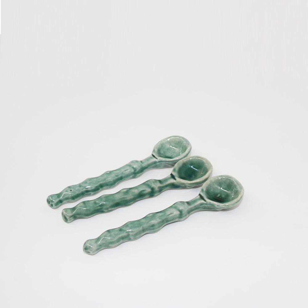 [Vintage] Rippled Stem Ceramic Spoon