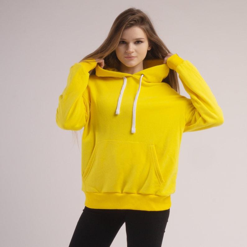 옐로우 오버사이즈 후디 여성 베이직 후디