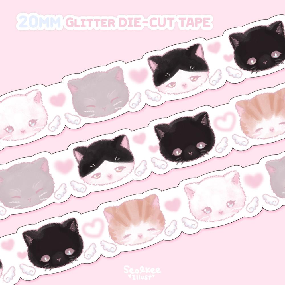 설기일러스트 텐시냥즈 20mm 글리터 다이컷 마스킹테이프