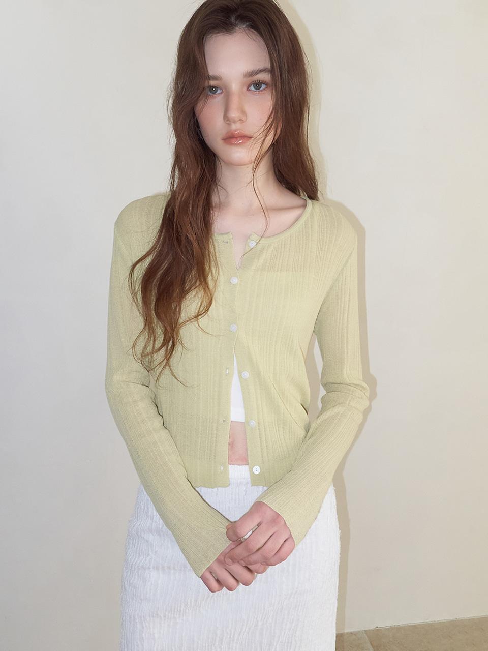 에트몽 [4/16 예약배송] Linen Round Cardigan, Light Green