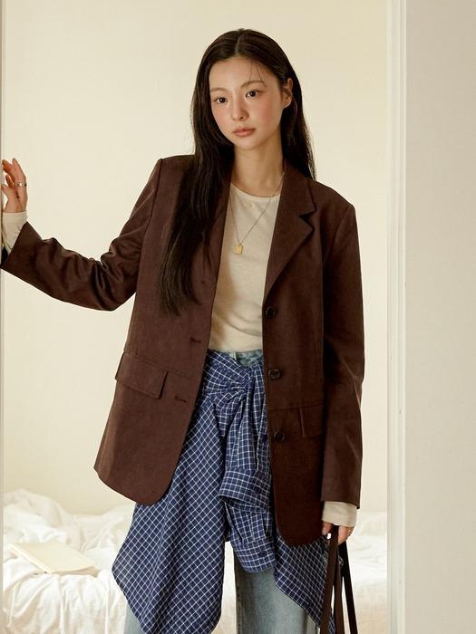 (D_BROWN)싱글 쓰리버튼 스웨이드 자켓 OL5XJ8800