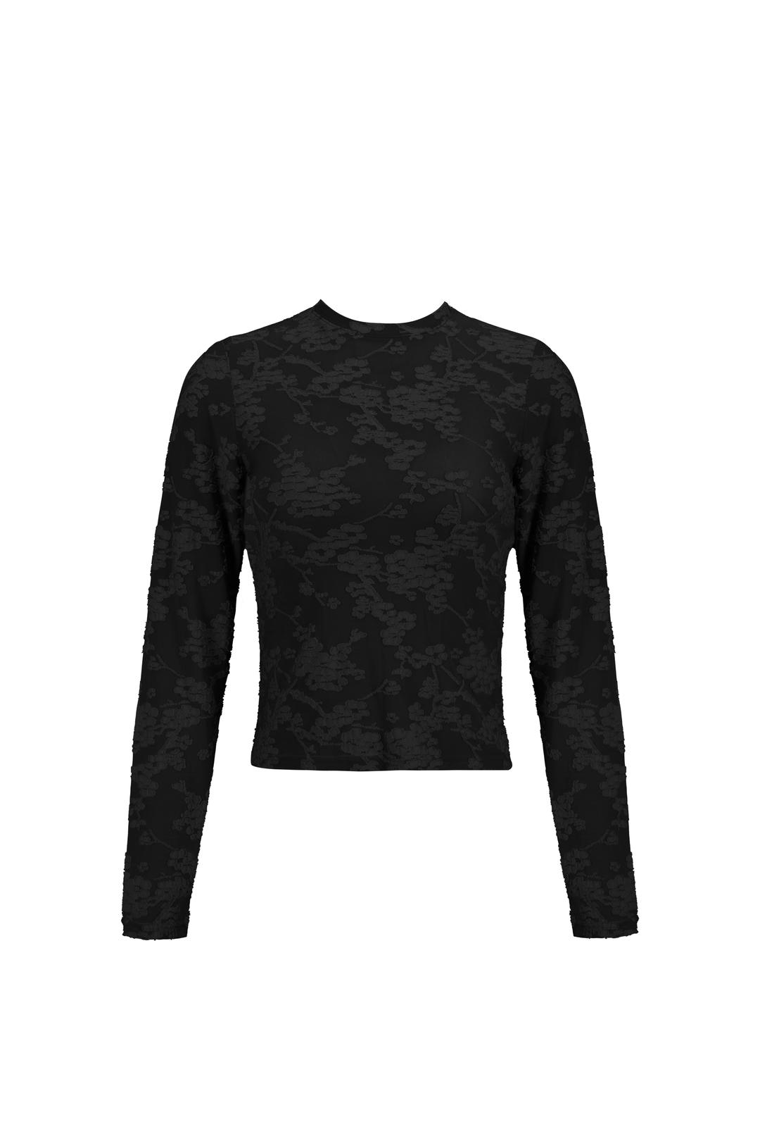 FLORAL LONG-SLEEVE TOP (BLACK)