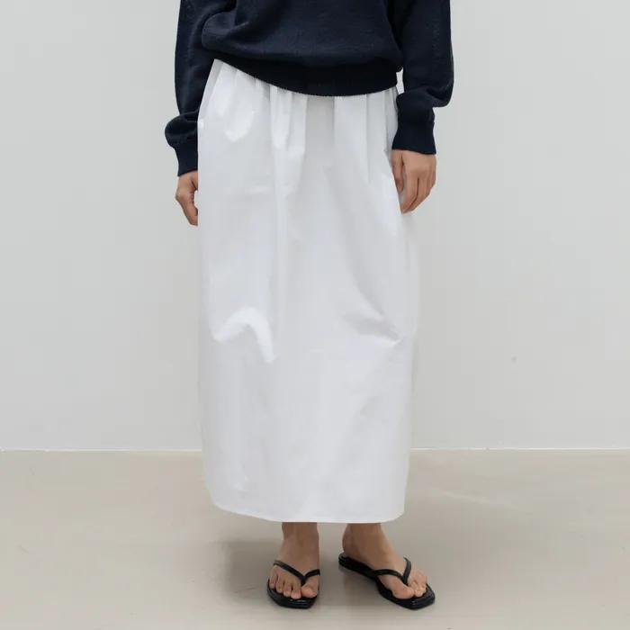 Pleated Straight Skirt (White)