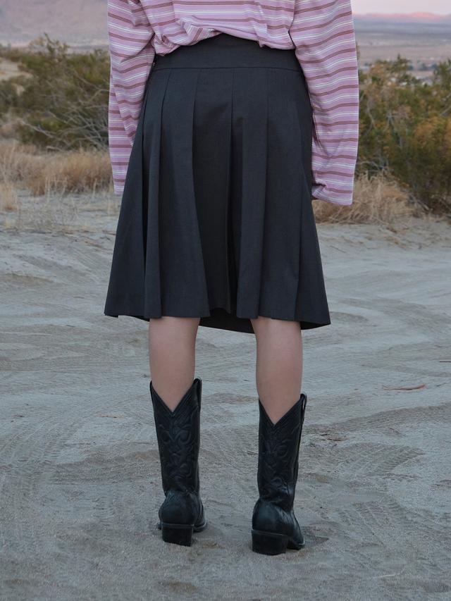 [3/31 예약배송] PLEATS WRAP SKIRT_CHARCOAL